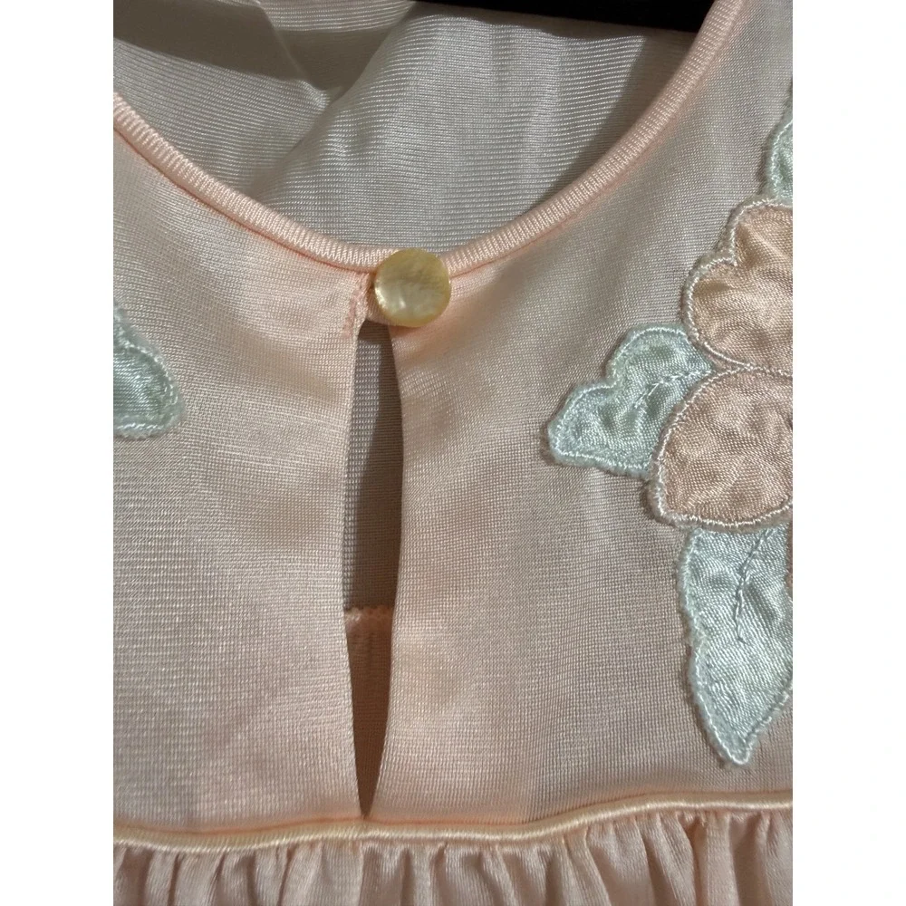 Shadowline‎ Vintage Peach Nylon Nightgown Flutter Sleeve S Coquette Balletcore